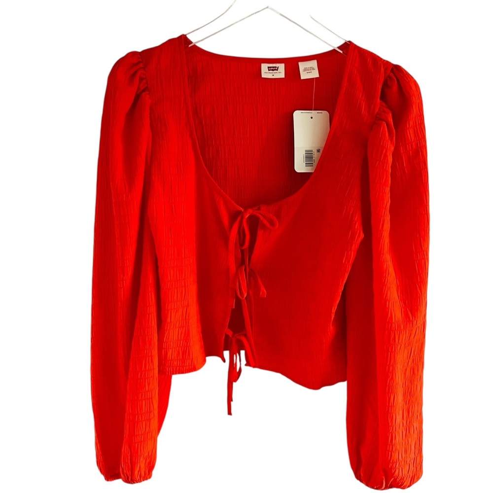 Levi’s Red Long Sleeve Blouse Front Tie Top